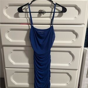 Elegant Blue Ruched Dress